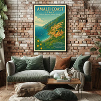 Amalfi Coast Travel Vintage Style Poster