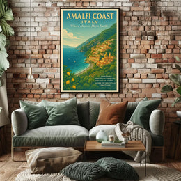 Amalfi Coast Travel Vintage Style Poster