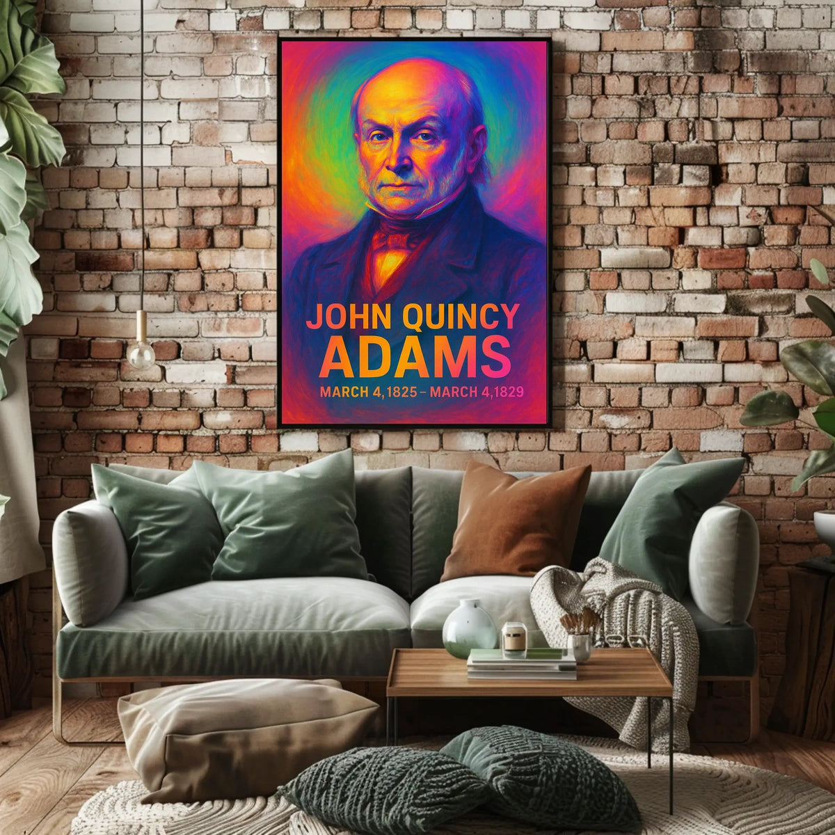 John Quincy Adams 6th President of the United States Neon Gradient OverlayPoster