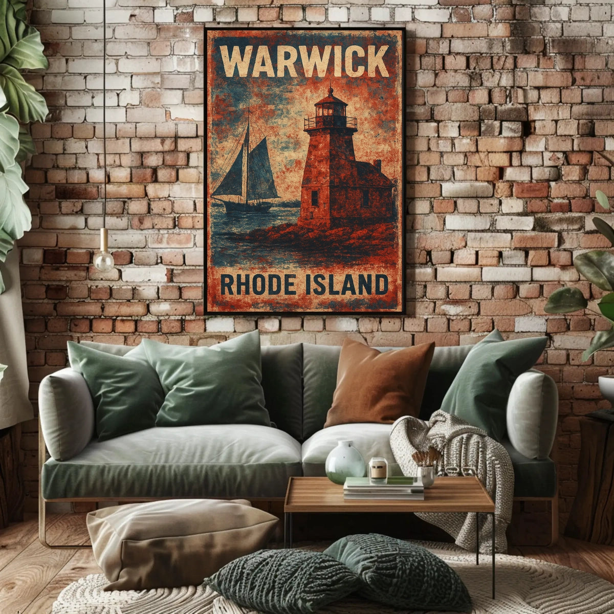 Vintage Maritime Lighthouse Rhode Island Nostalgic Poster
