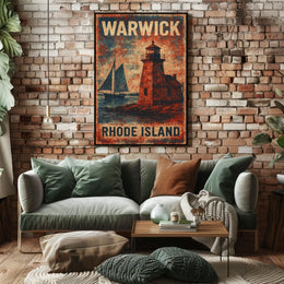 Vintage Maritime Lighthouse Rhode Island Nostalgic Poster