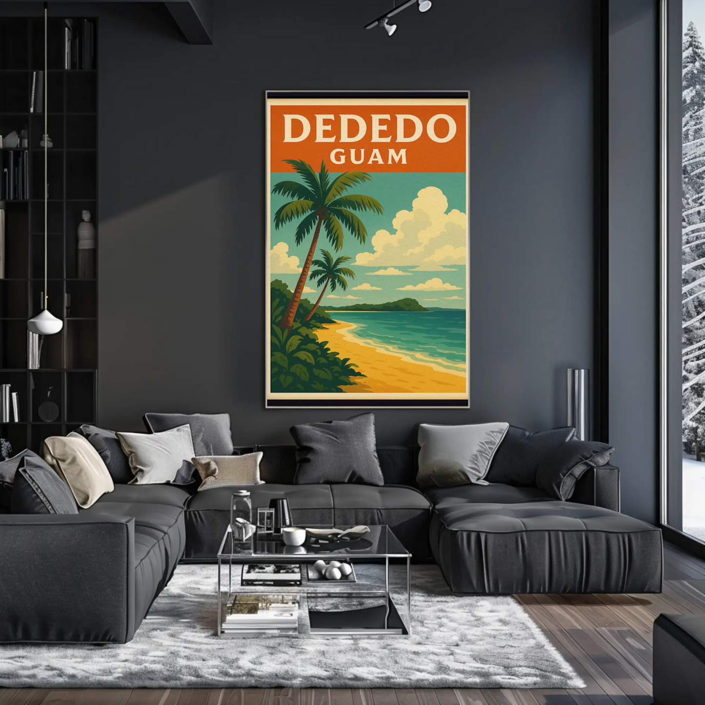 Dededo Guam Beach Palms Coastal Horizon Travel Poster