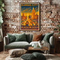 Kansas City Plaza In Gold Poster