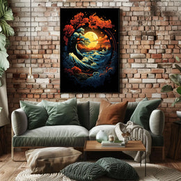 Mystical Moonlit Landscape with Celestial Harmony Poster