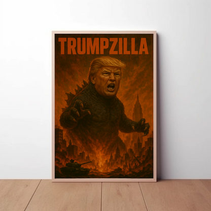 Trumpzilla Parody Vintage Travel Poster Funny Political Art