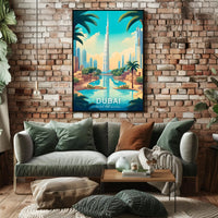 Dubai Skyline Art: Vibrant Burj Khalifa Travel Poster
