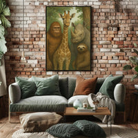 Serene Wildlife Harmony in Forest Scene Animal Poster