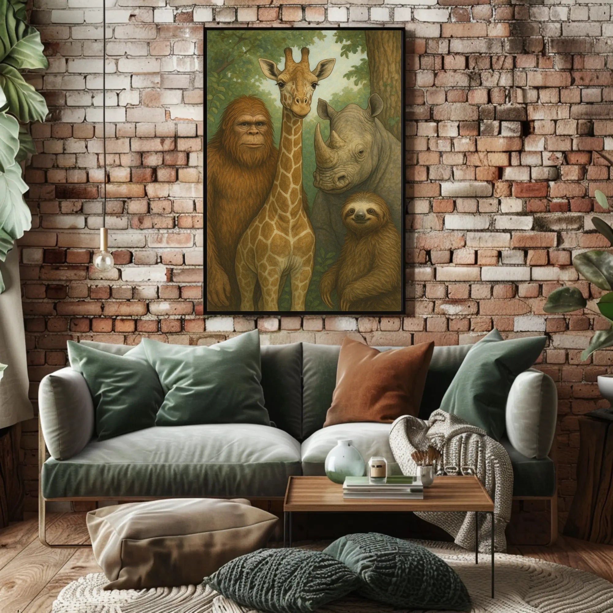 Serene Wildlife Harmony in Forest Scene Animal Poster