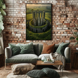 Ancient Ruins in Enchanting Fantasy Landscape Poster PosterGoat