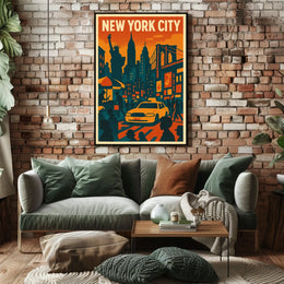 Vibrant New York City Poster for Urban Home Decor Art
