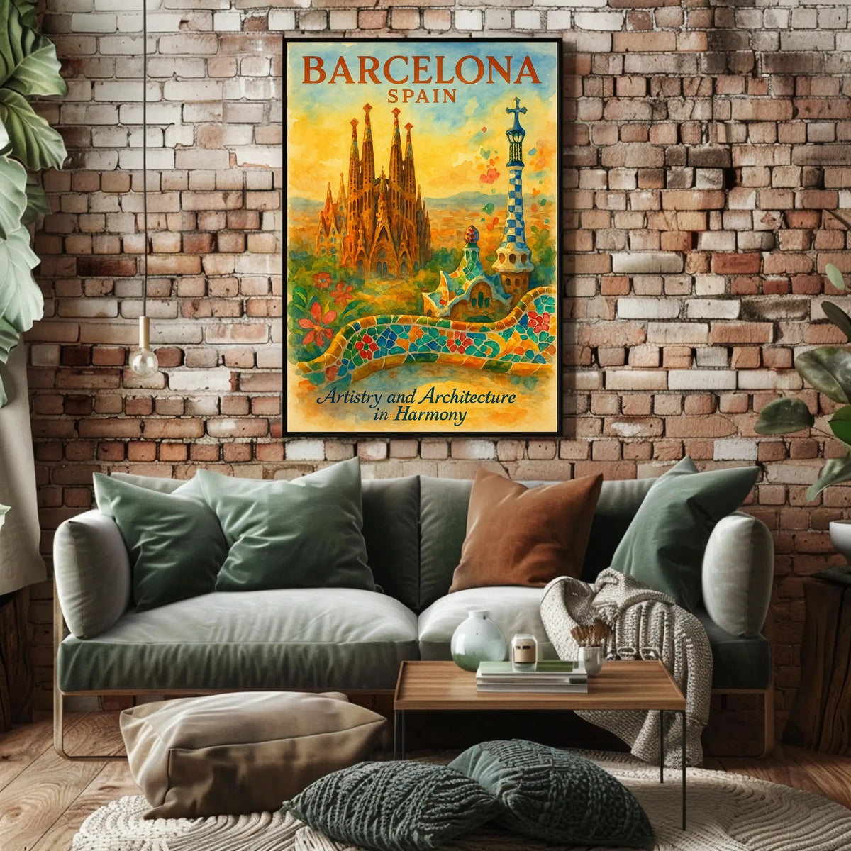 Barcelona Art Poster: Sagrada Família and Park Güell