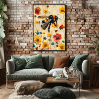 Vibrant Bee Meadow Art Print: Animal Poster