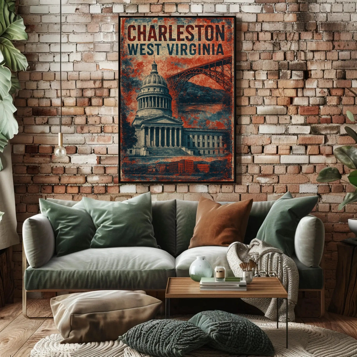 Charleston West Virginia Scenic Vintage Travel Wall Art Decor Souvenir Keepsake Poster
