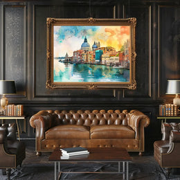 Venice Watercolor Poster: Romantic Canal and Architecture