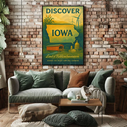 Discover Iowa: Vintage Travel Poster