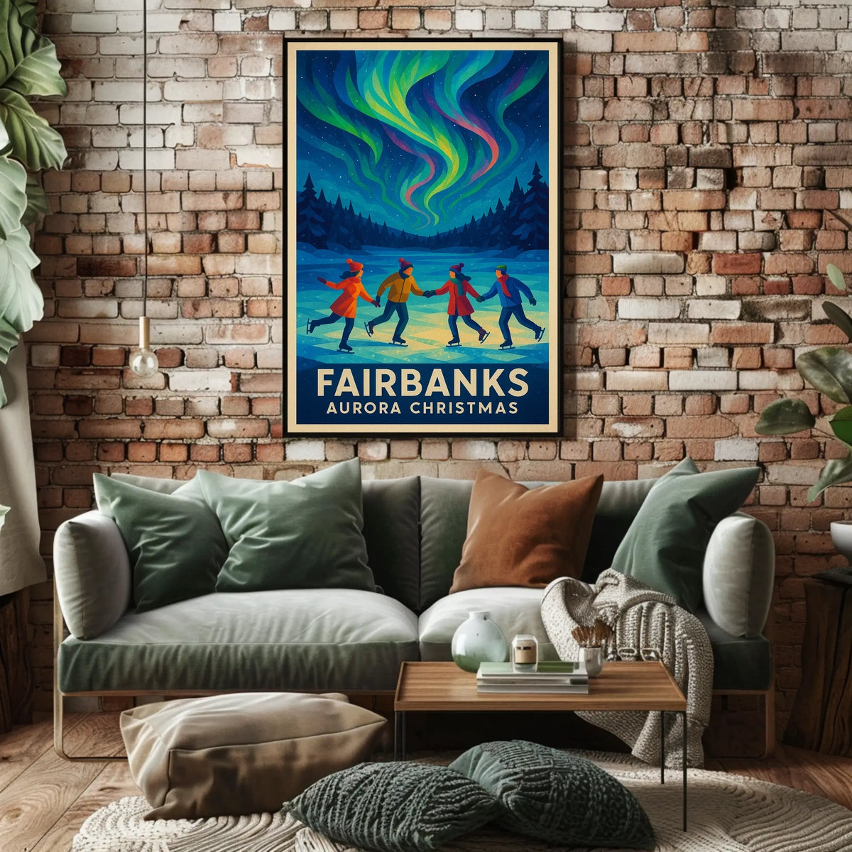 Fairbanks Aurora Christmas Night View Landscape Poster