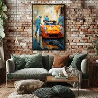 Racing Team In Action Poster PosterGoat