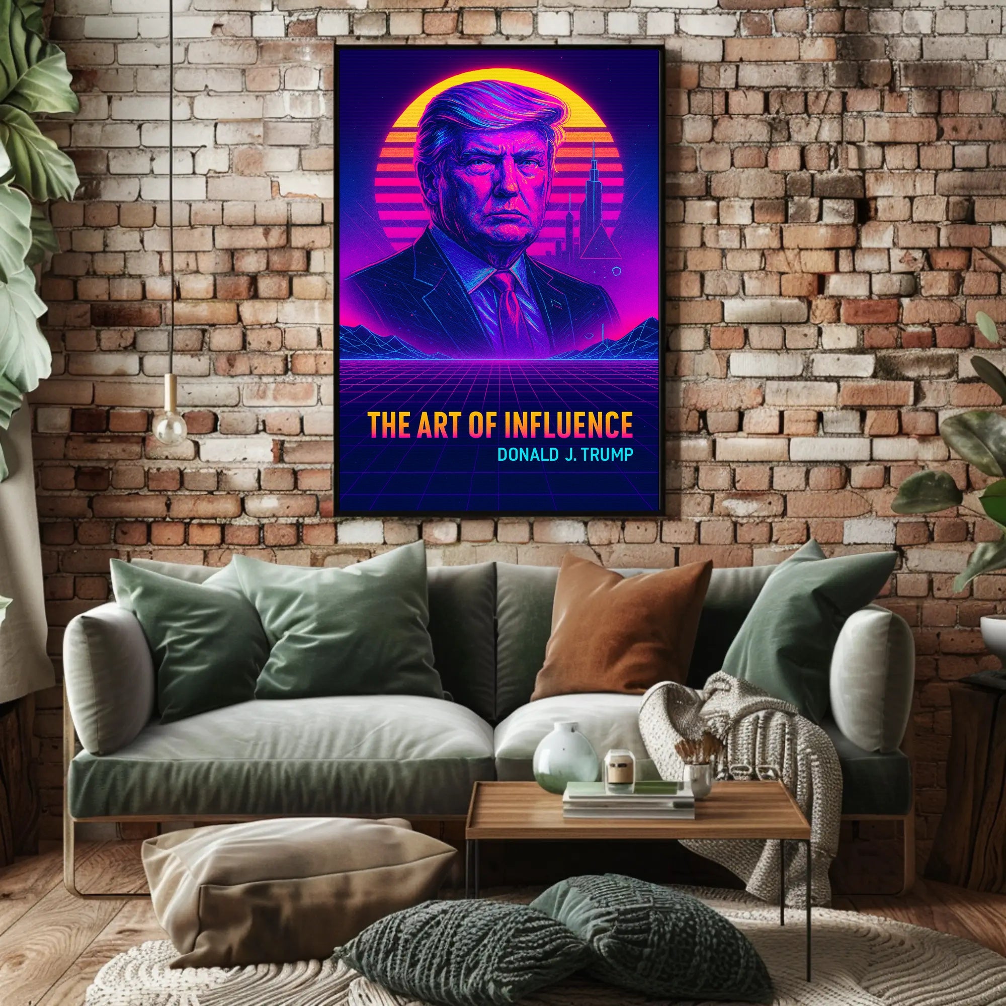 The Art of Influence Donald Trump Neon Retro-Futuristic Poster