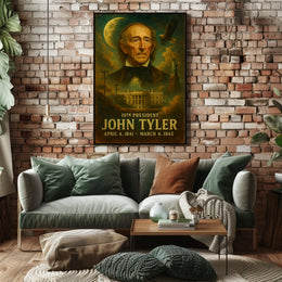 John Tyler Tenth President Historic Neoclassical Realism Artwork Vintage Patriotism Poster