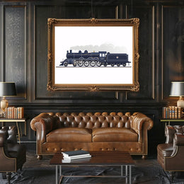Vintage Steam Locomotive Poster: Classic Rail Elegance