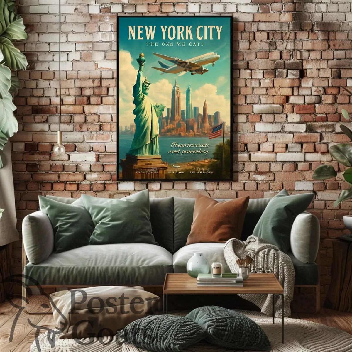 New York City Skyline Vintage Travel Poster