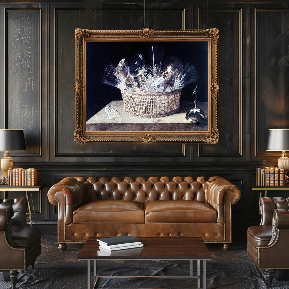 This poster features a classic still life painting with a focus on a Travel Poster