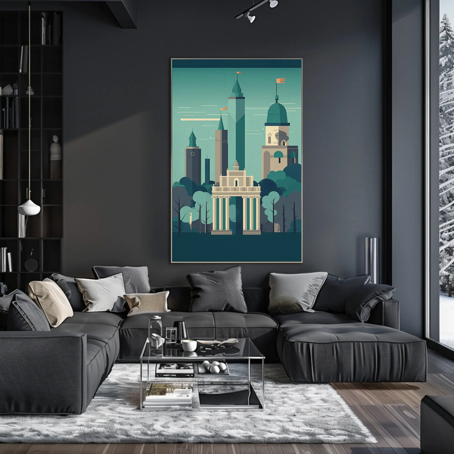 Modern Skyline With Classical Gate Travel Poster