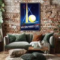 New York Worlds Fair Cityscape Poster Retro Wall Art