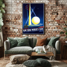 New York Worlds Fair Cityscape Poster Retro Wall Art