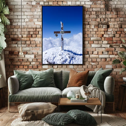 Cross On A Snowy Peak Poster