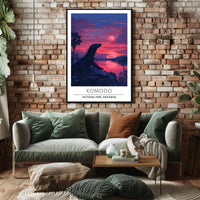 Komodo Dragon Sunset in Indonesia: National Park Poster