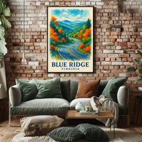 Blue Ridge Mountains Watercolor Scenic Fall Poster