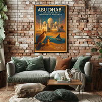 Abu Dhabi Vintage Travel Poster Celebrating Heritage and Modernity