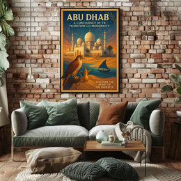 Abu Dhabi Vintage Travel Poster Celebrating Heritage and Modernity