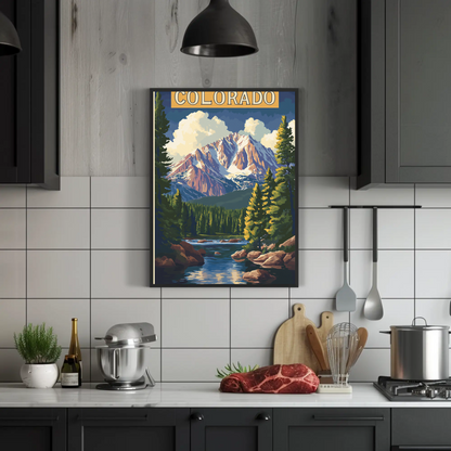 Colorado Scenic Mountains Vintage Travel Poster