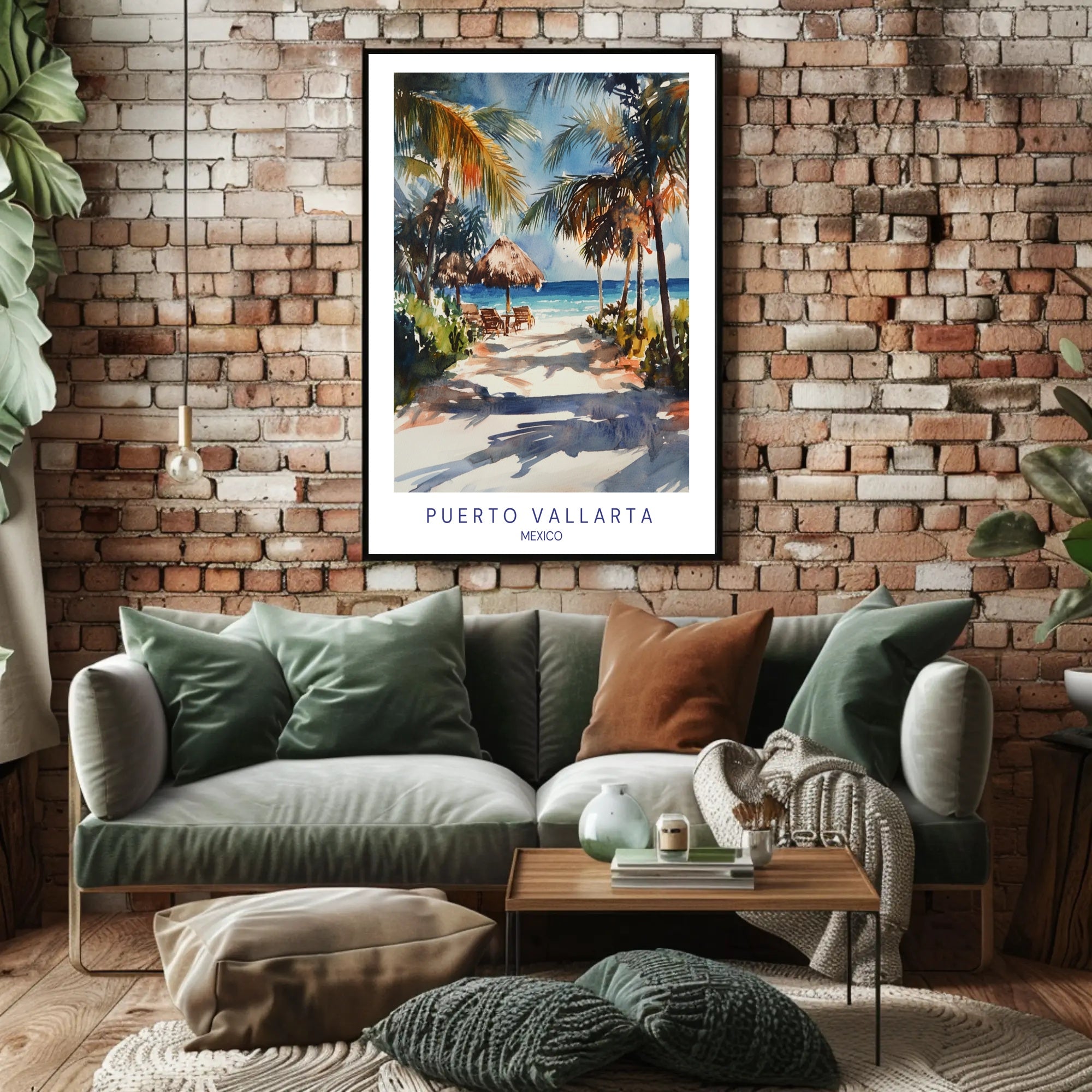 Tropical Beach Watercolor Art Travel Poster PosterGoat