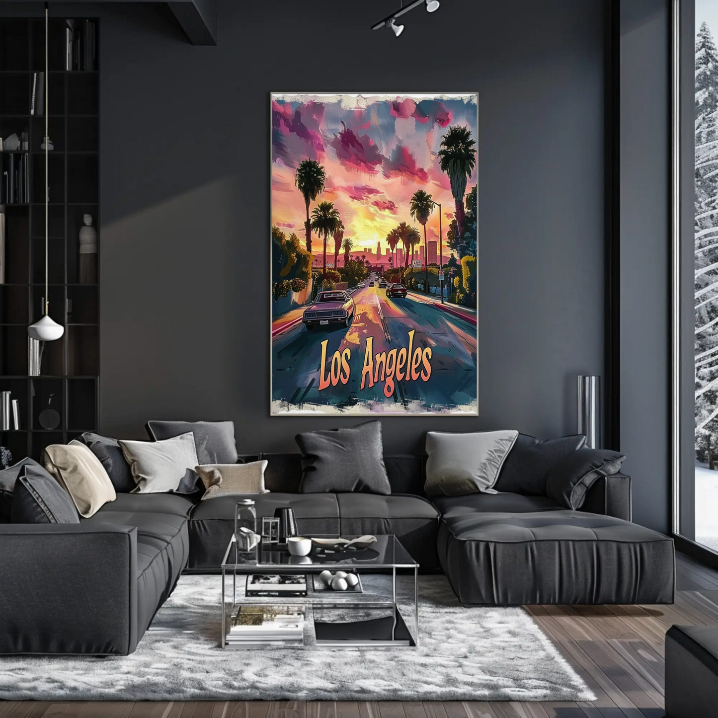 Los Angeles Palm Trees Pink Skies Sunset Travel Poster Travel Poster