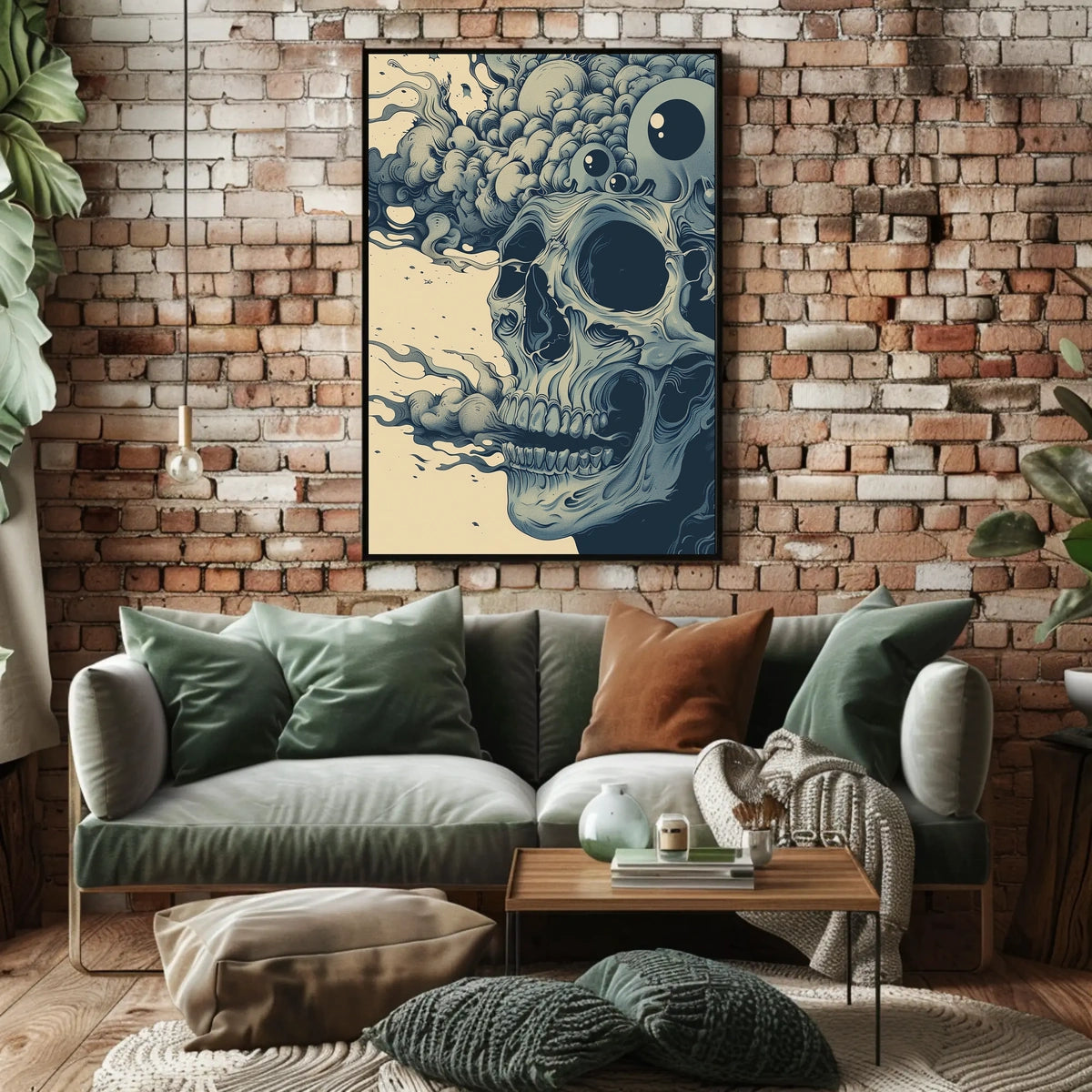 Surreal Skull Art Poster with Vintage Eerie Design