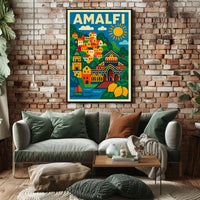 Amalfi Coast Illustration Poster