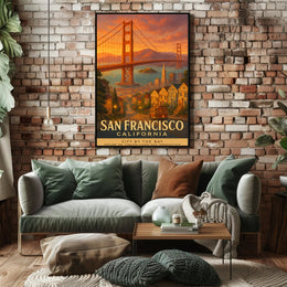 San Francisco Vintage Wall Art Poster Bay Scenery