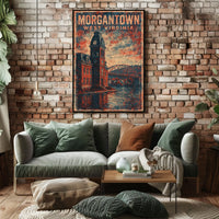 Morgantown Clock Tower River Art Deco Collectors Poster