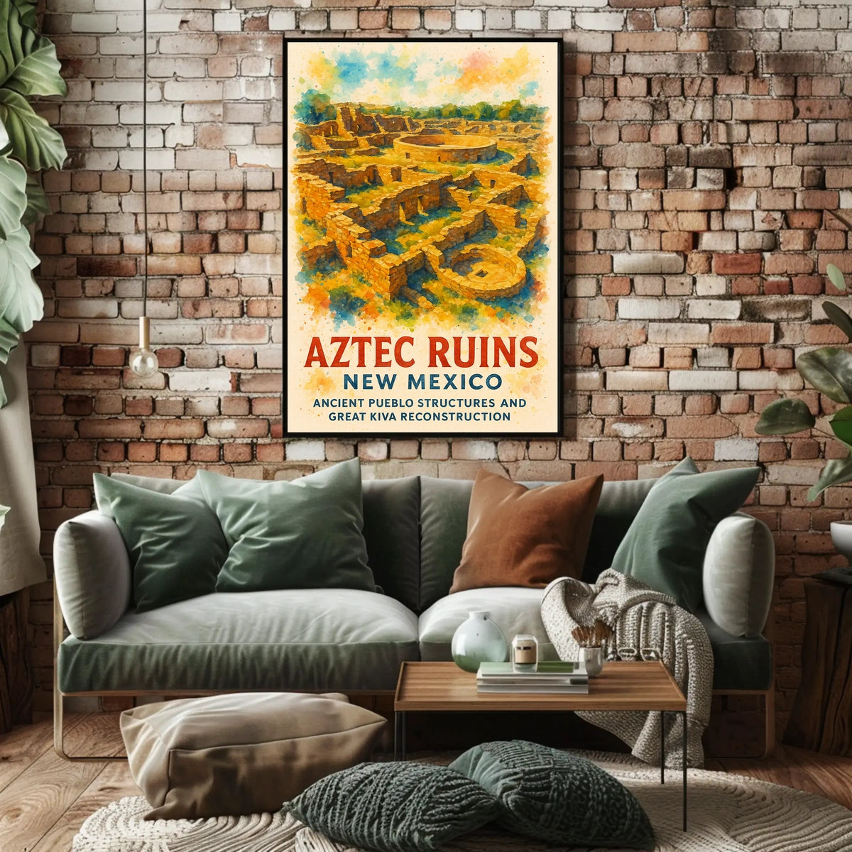Aztec Ruins New Mexico Watercolor Poster Art Print