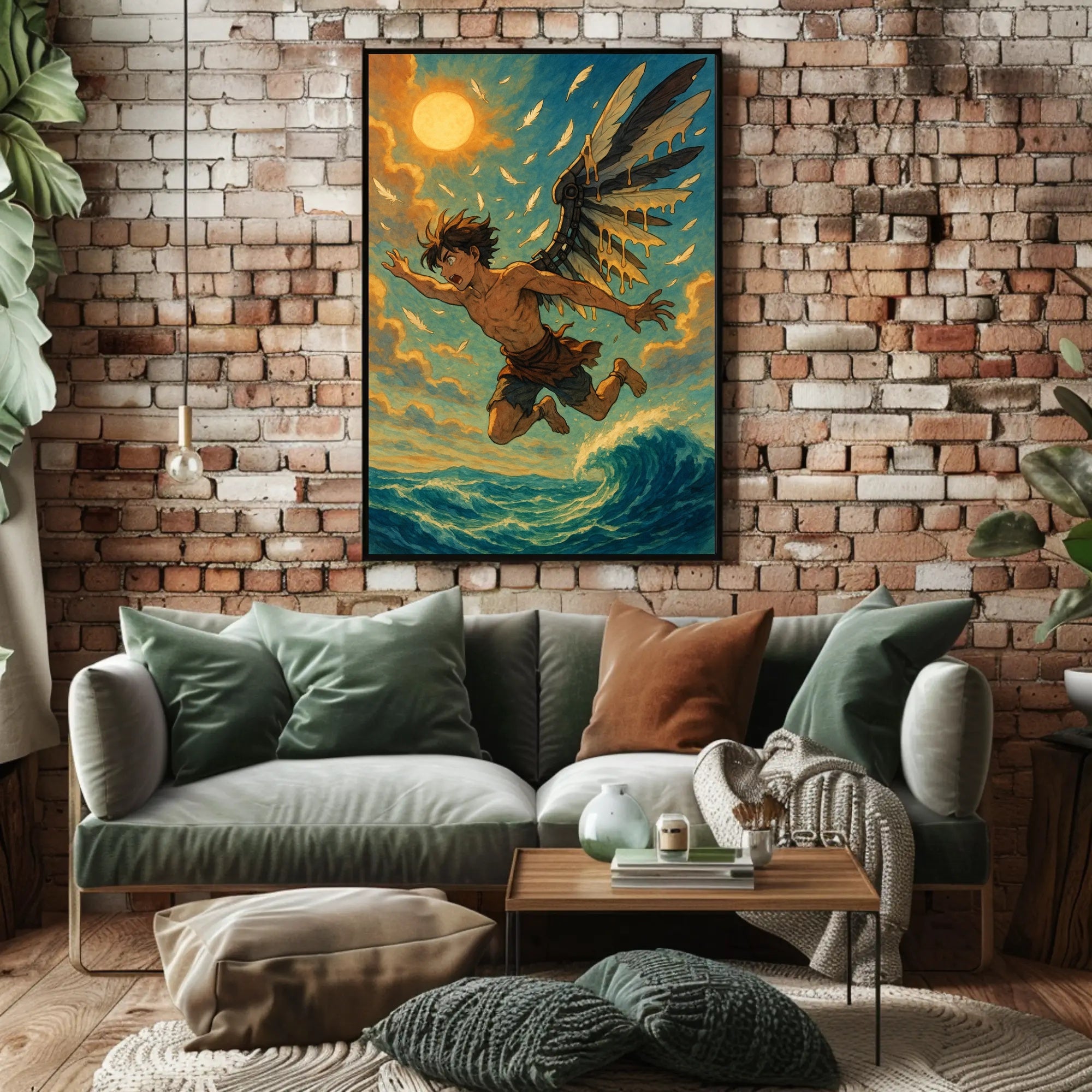Icarus Inspired Myth Art in Vintage Painterly Style Poster