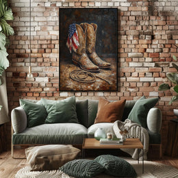Vintage Worn Pair Of Cowboy Boots Still Life Poster