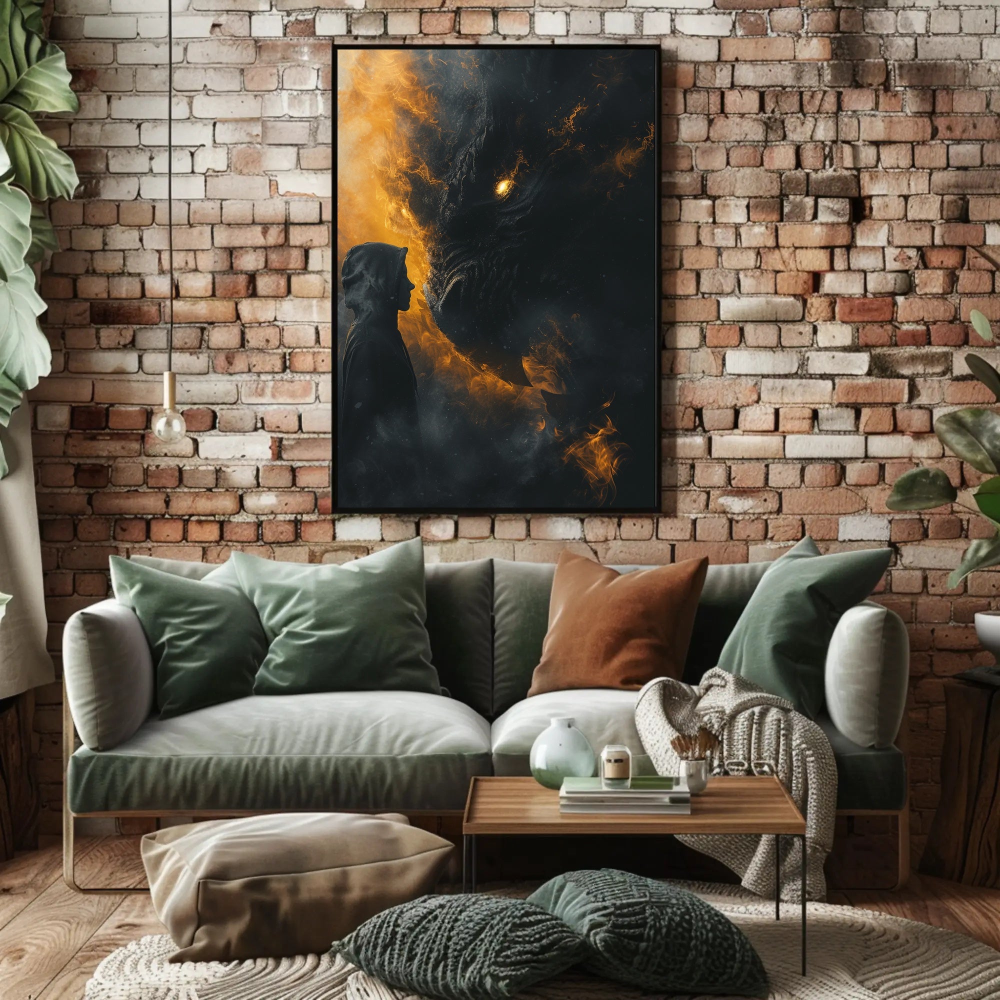 Dragon Confrontation Fantasy Art Poster Print PosterGoat