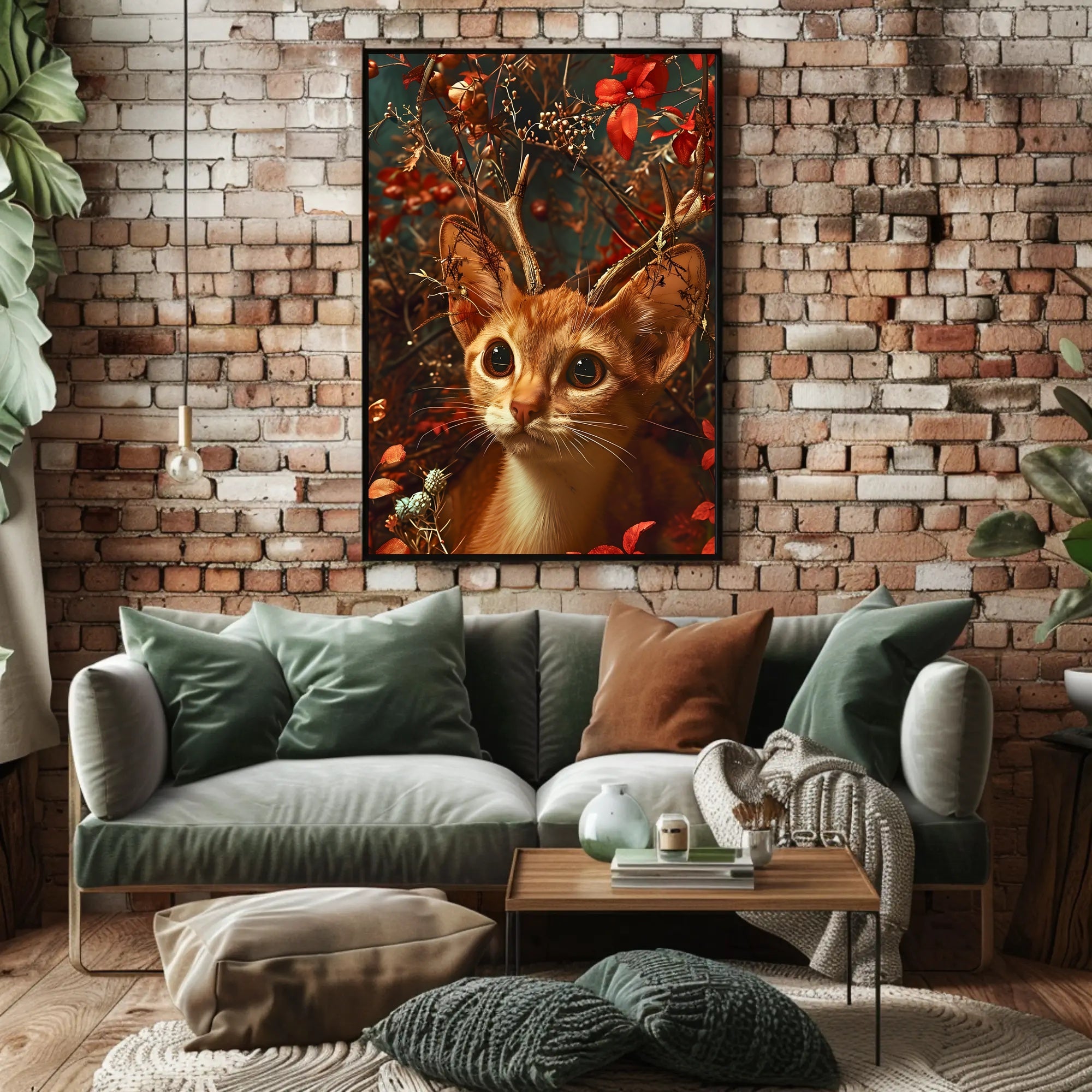 Whimsical Cat Antler Enchantment Fantasy or Mythology Poster
