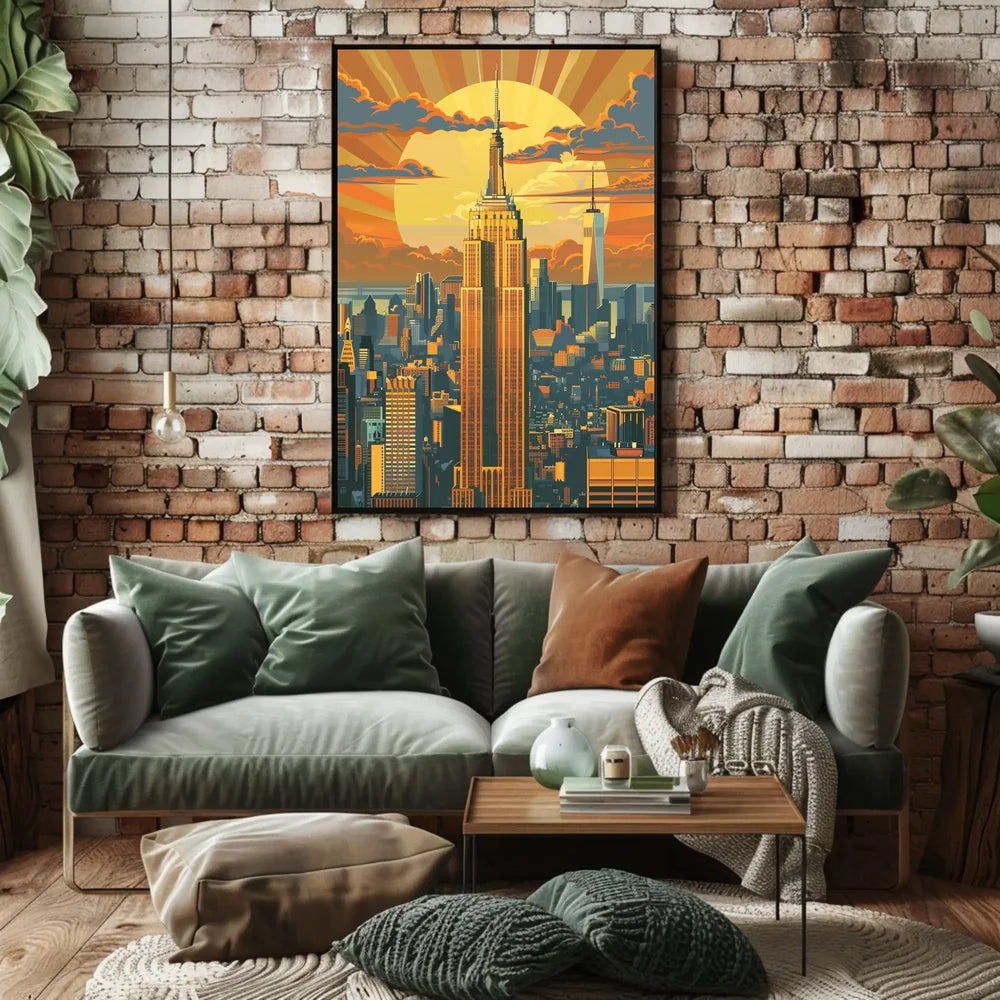 New York Skyline Retro Travel Poster Art Print