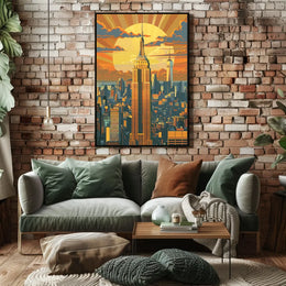 New York Skyline Retro Travel Poster Art Print