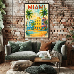 Vibrant Miami Art Deco Travel Poster
