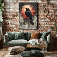 Raven Under Blood Moon Art Print Animal Poster
